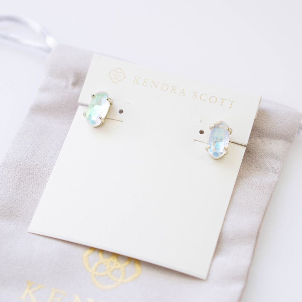 Kendra Scott Betty Stud Earrings in Silver Dichroic Glass